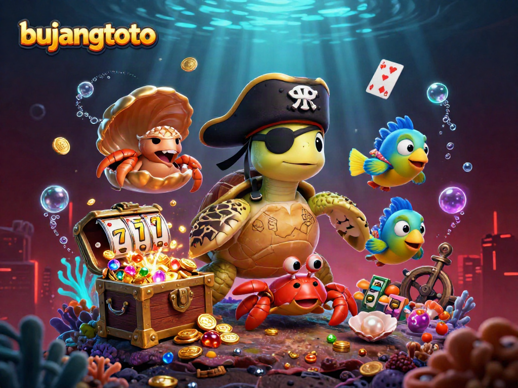 Engage in thrilling gameplay with bujangtoto in this vibrant underwater casino scene.
