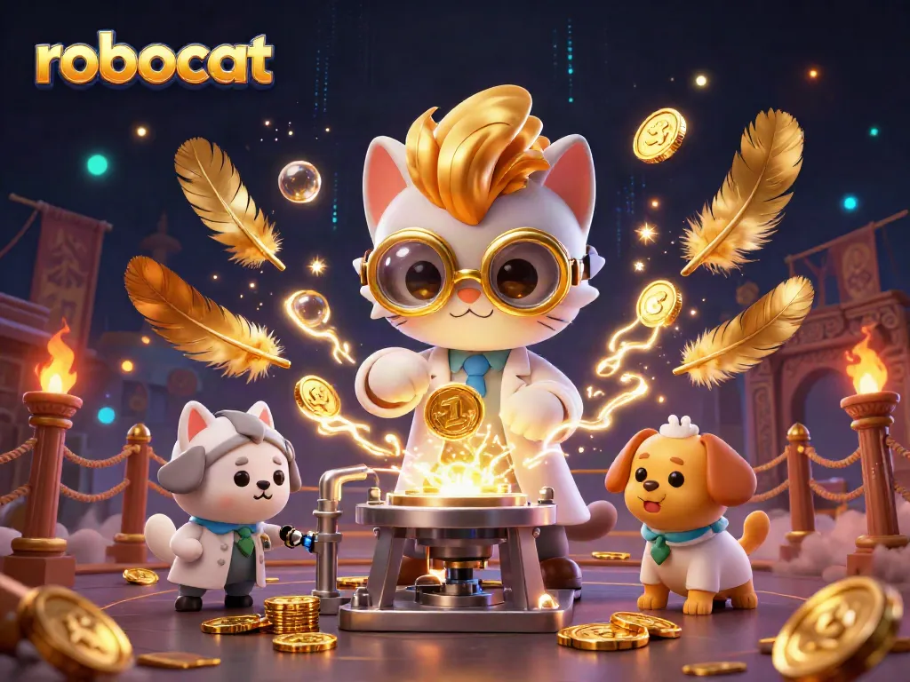 Engage with robocat in a lively casino scene, featuring dynamic characters and vibrant elements.