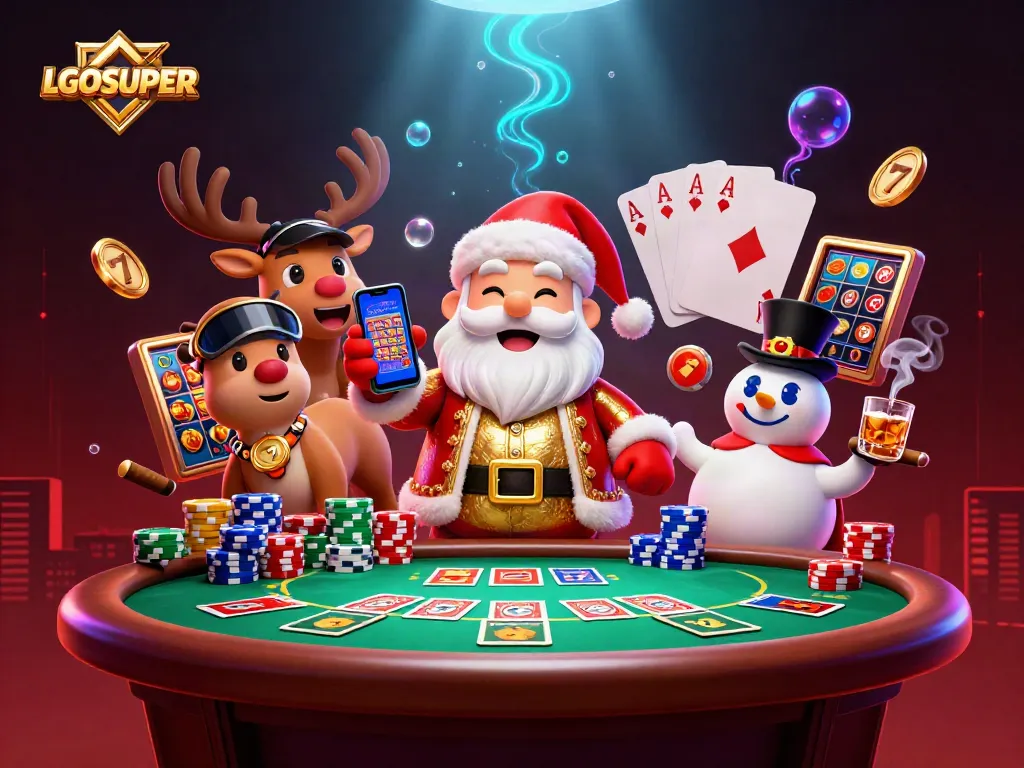 Engage with LGOSUPER's thrilling slots experience featuring Santa Claus and friends.