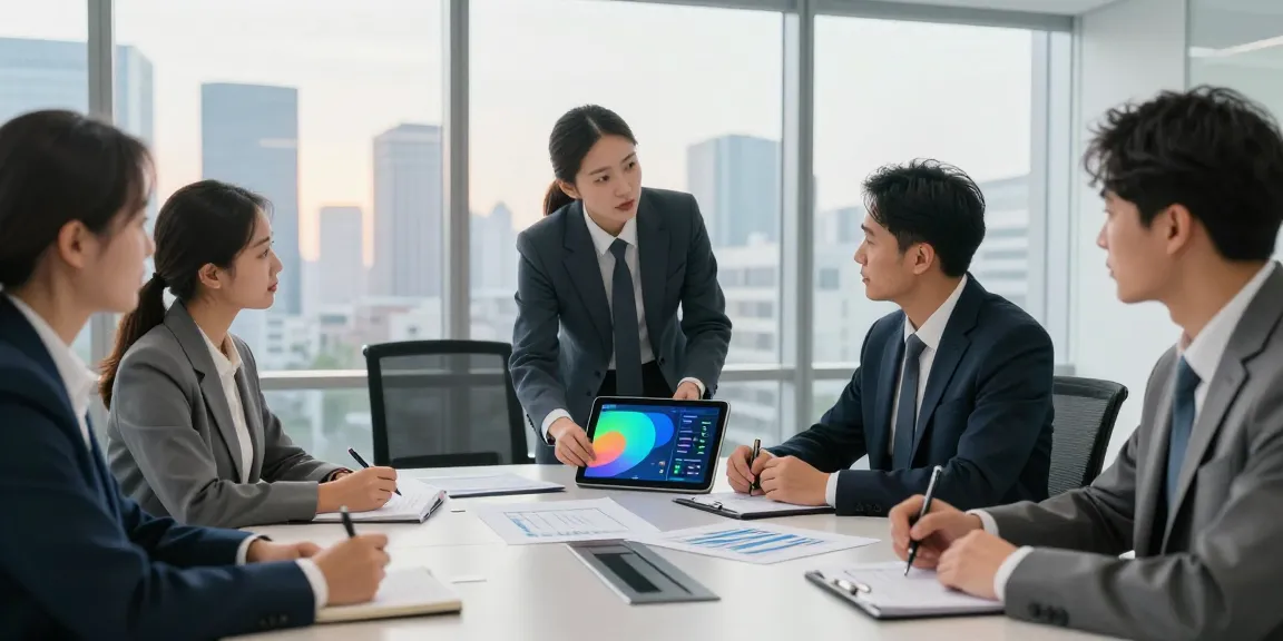 Consultant presenting debtor in possession financing options to an executive team in a modern office setting.