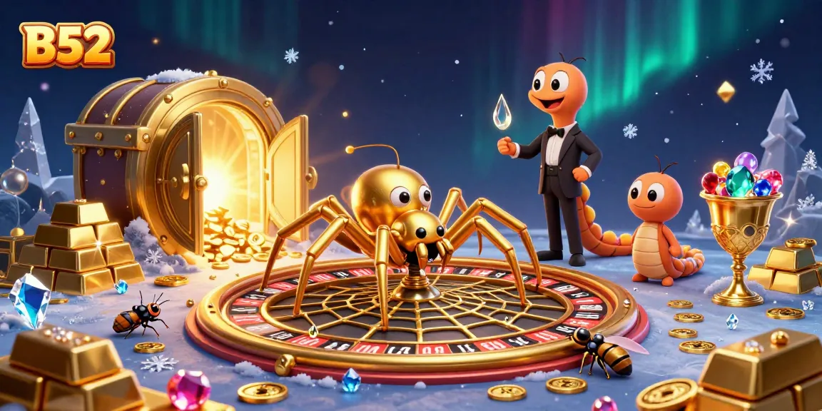 Experience engaging moments with B52 bets at a vibrant casino-themed web, showcasing rich treasures.