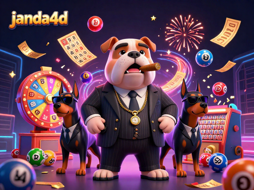 janda4d hadirkan momen pertaruhan seru dengan bola lotere berwarna-warni dan karakter ikonik dalam suasana kasino