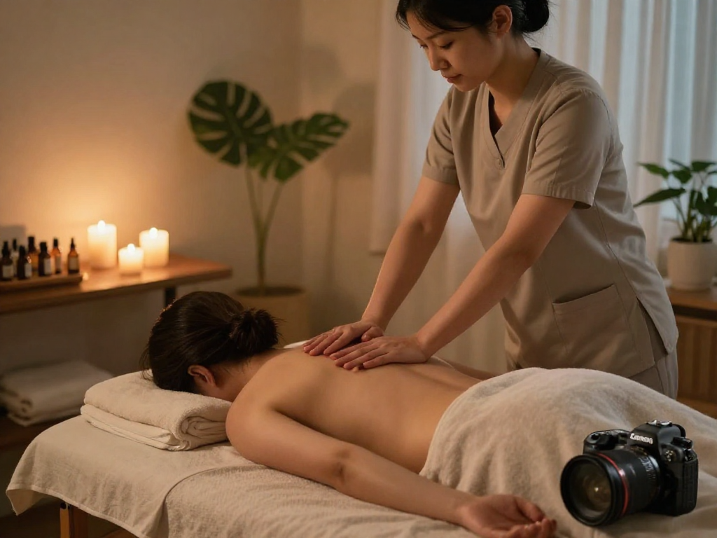 Relaxing 인천출장마사지 session with professional therapist in serene home atmosphere