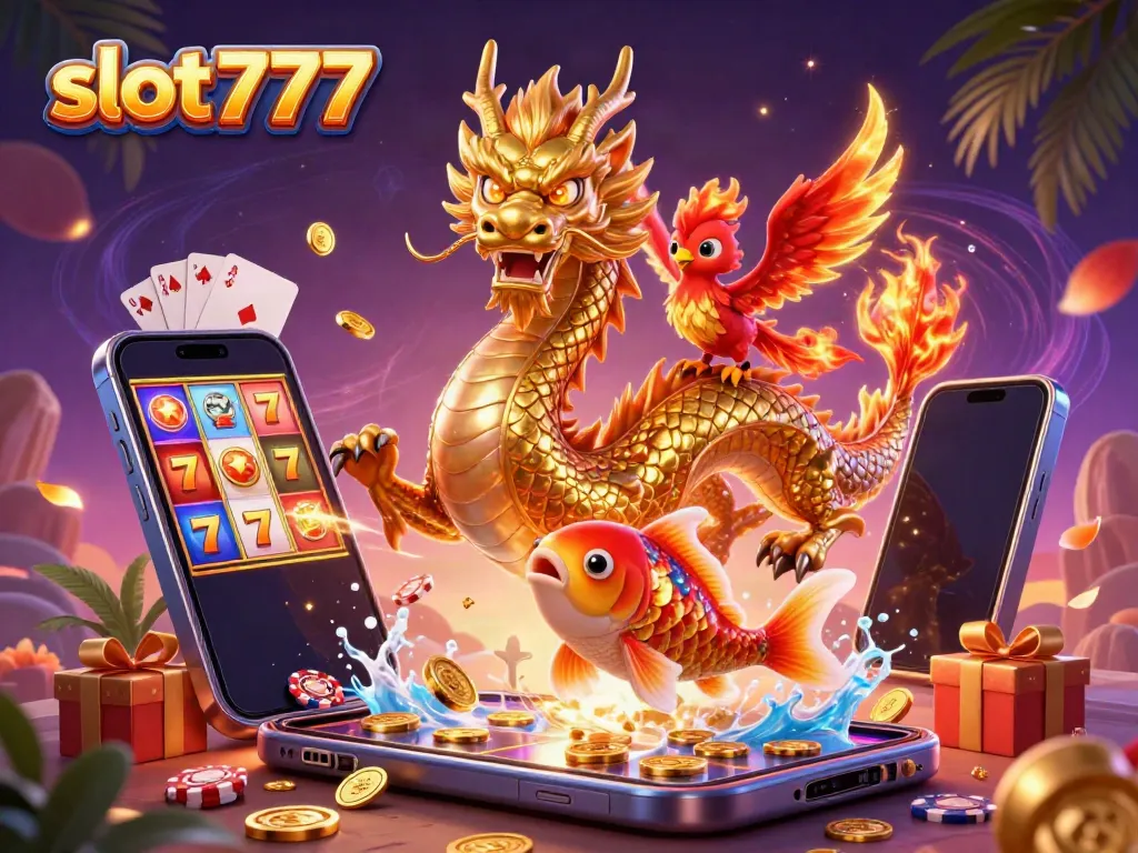 Menangkan jackpot Slot777 sambil menikmati ilustrasi kasino yang penuh warna.