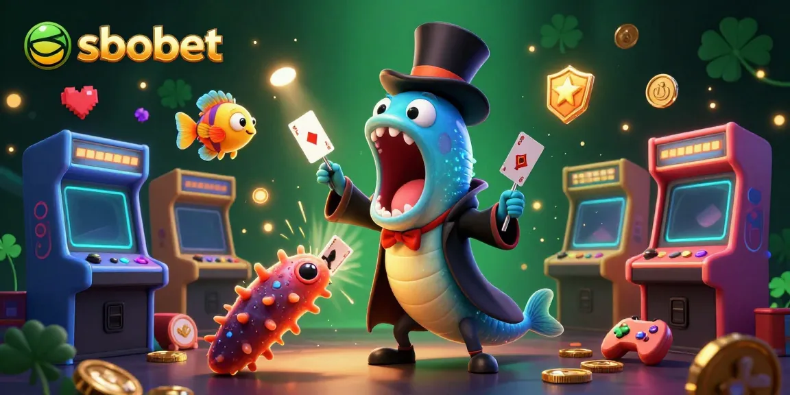 Engage with sbobet in a vibrant underwater casino scene featuring magical elements and 3D characters.
