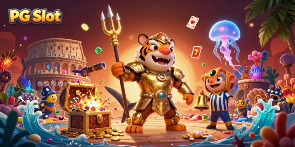 Mainkan PG Slot dengan simbol keberuntungan dan suasana kasino yang menyenangkan