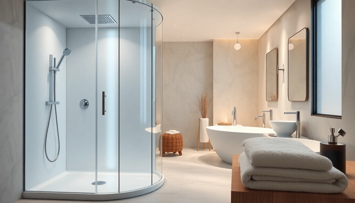 Découvrez la salle de bain moderne sirhona fr avec cabine de douche élégante et miroir LED intégré.