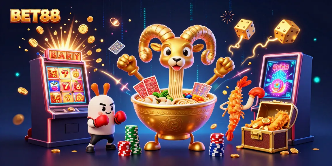 Tham gia Bet88 với hình ảnh sôi động từ trò chơi slot và không gian casino độc đáo.