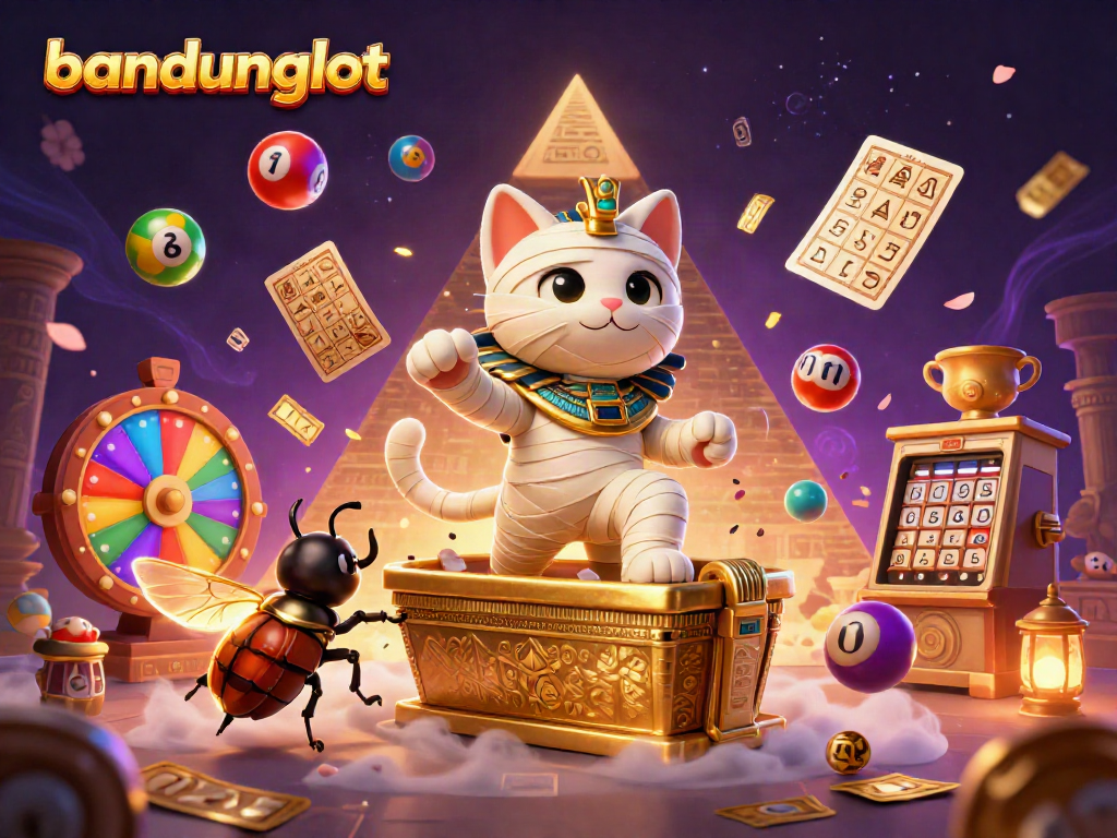 Experience the excitement of bandungslot with vibrant casino elements and characters in a rich illustrated scene.