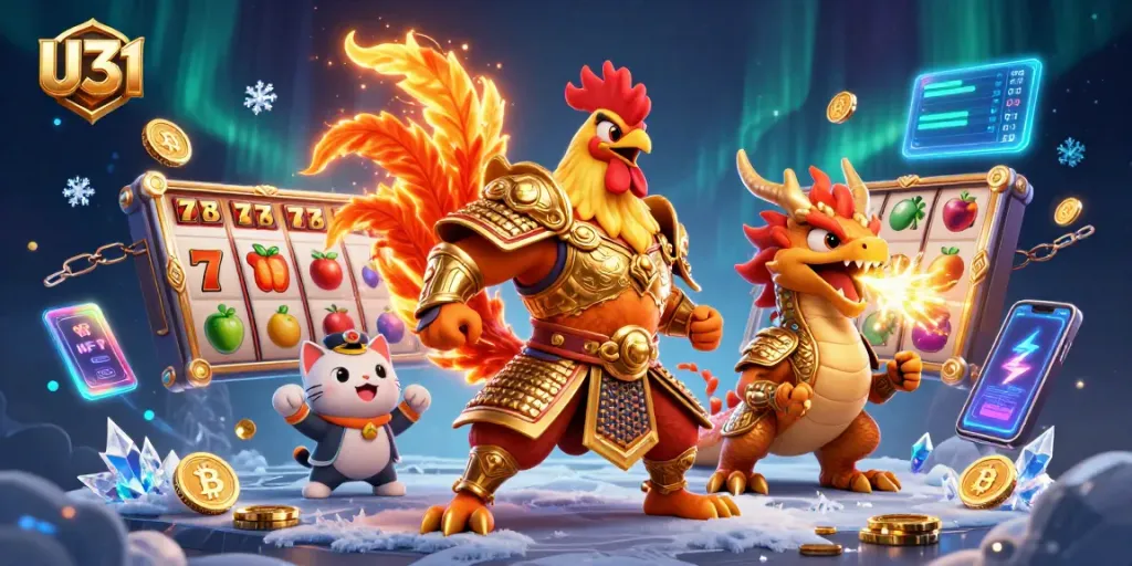 Experience exhilarating gameplay with U31 as a powerful rooster warrior battles in slots and jackpots.