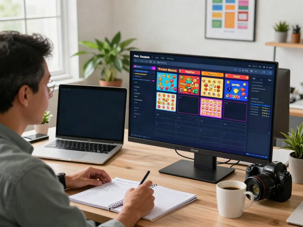 The user actively exploring amanahtoto's online lottery data in a bright home office.