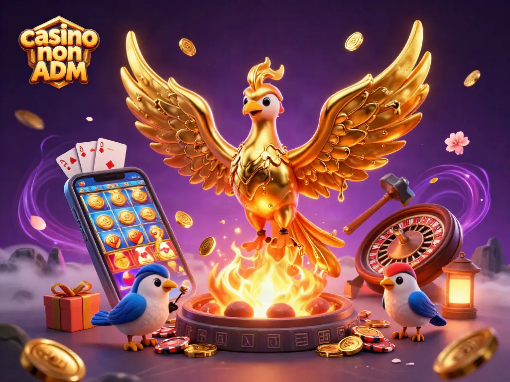 I casinò non ADM offrono grandi opportunità di gioco, con una fenice dorata simbolo di fortuna, giochi e monete volanti.