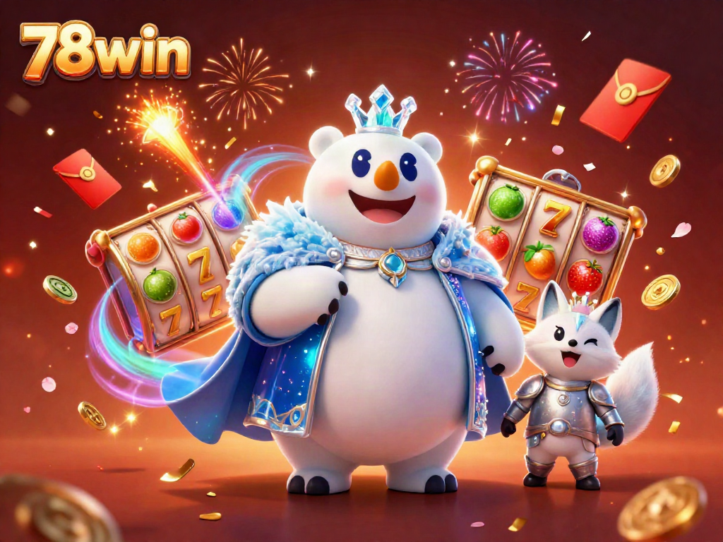 Join the excitement of 78win with vibrant slot reels, the ice king, and magical elements!