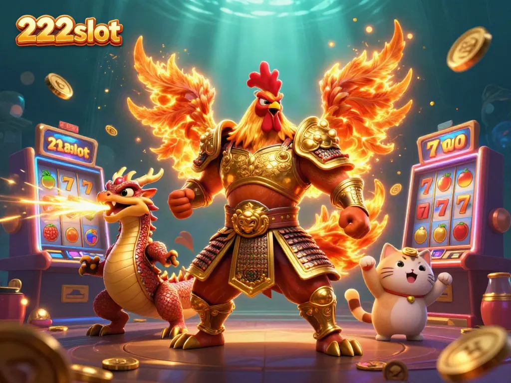 Slot game seru saat memainkan 222slot dengan karakter menarik dan simbol keberuntungan.