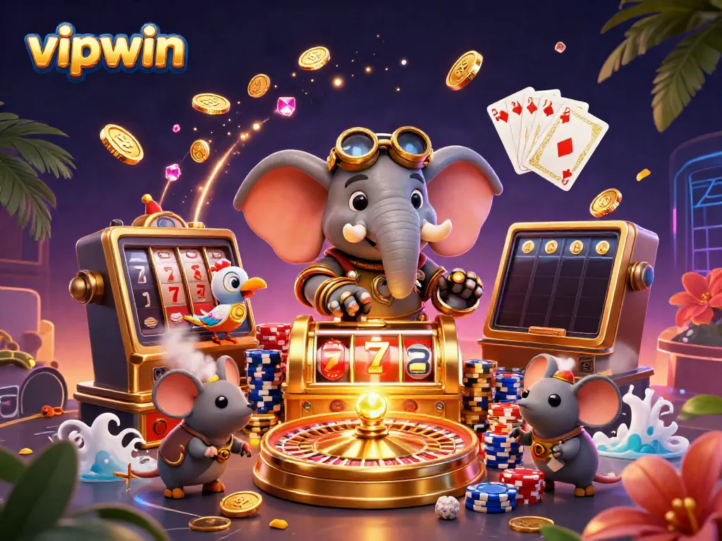 Engage with vibrant vipwin online gaming scene showcasing dynamic steampunk characters amidst casino treasures.