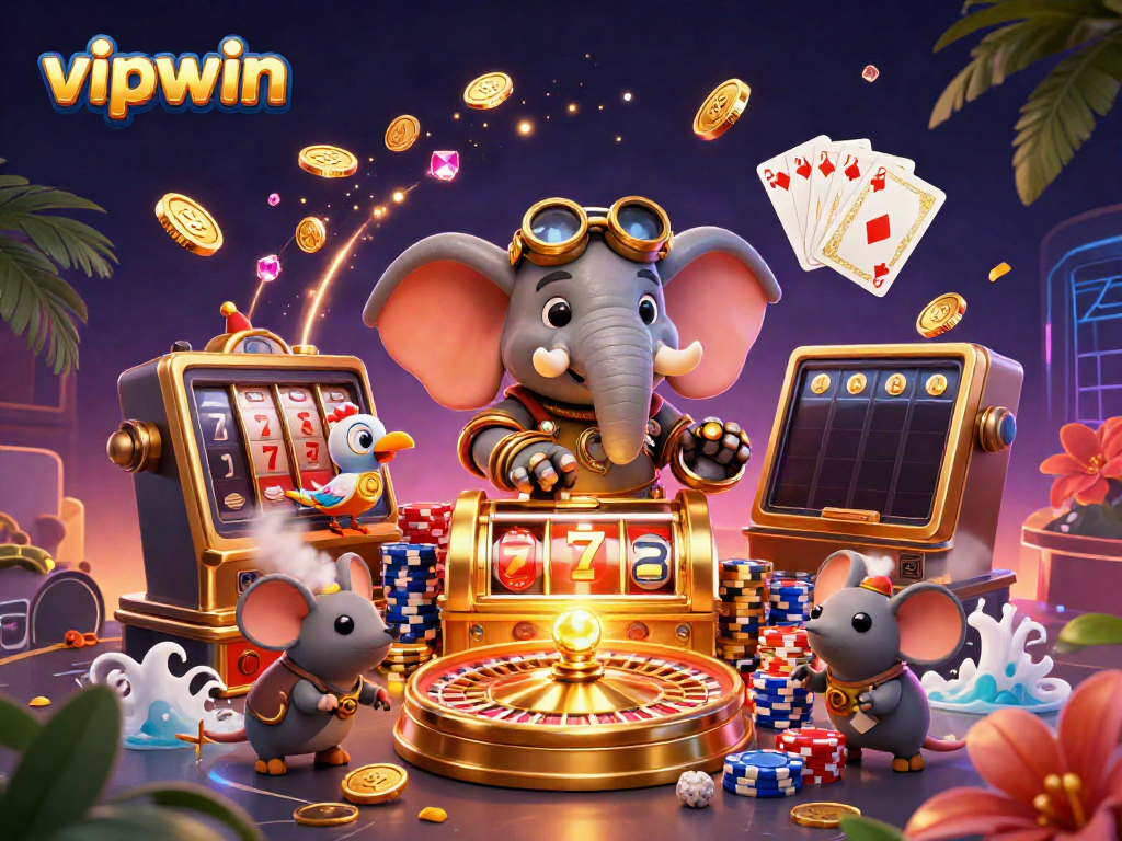 Engage with vibrant vipwin online gaming scene showcasing dynamic steampunk characters amidst casino treasures.