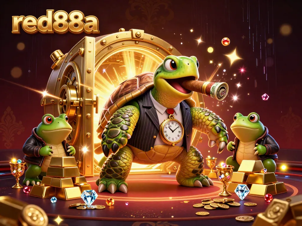 Engage in thrilling gameplay at red88a while cartoon characters enjoy a vibrant casino atmosphere.