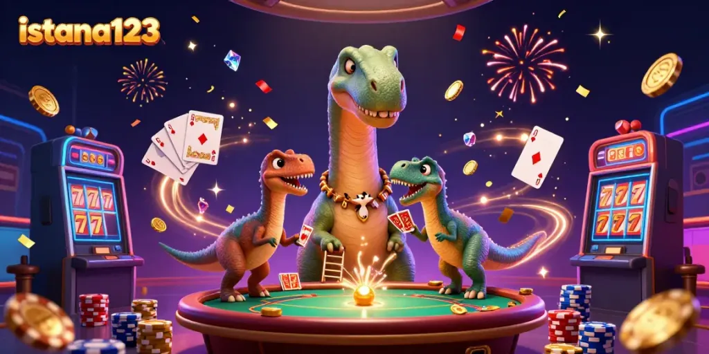 Menangkan permainan di istana123 dengan kartu royal flush dan tumpukan chip poker berwarna-warni.
