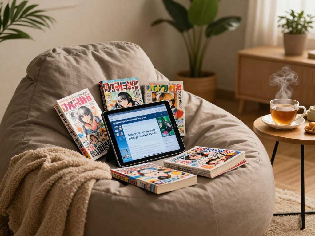 Enjoying a cozy reading nook with manga from https://hitomi-mangaraw01.com/ and warm ambiance for relaxation.