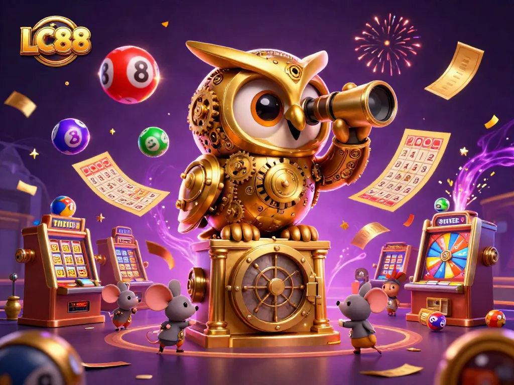 LC88 celebrates gaming excitement with a whimsical owl and animated casino elements.