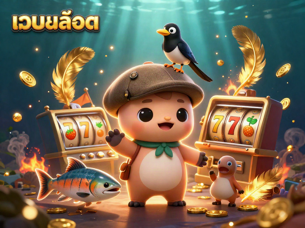 Experience เว็บสล็อต action with Nessie, a playful magpie, and golden slots in an underwater casino.