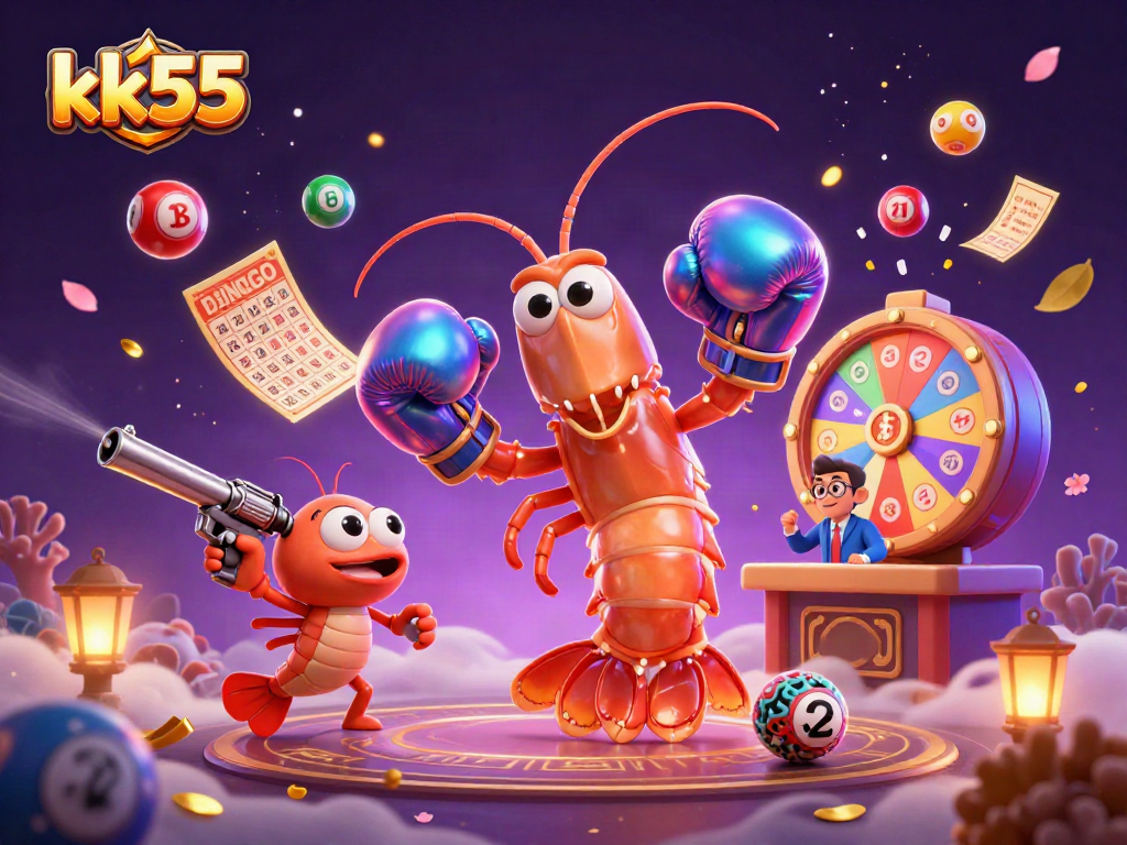 Engage with exciting gaming action at kk55 featuring a dynamic scene of gambling elements and characters.