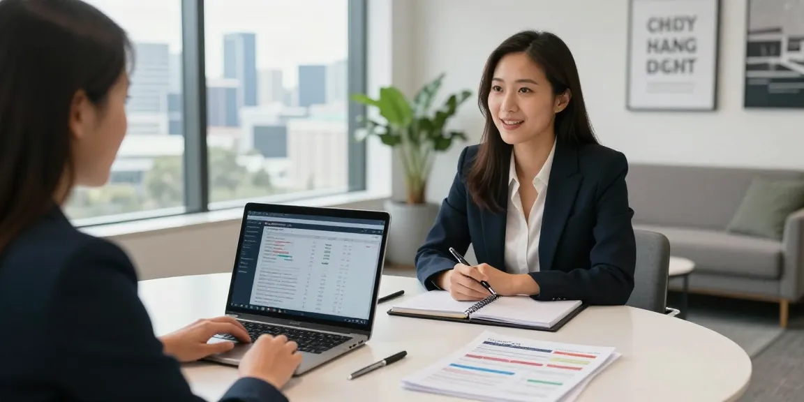 Finance Broker in Brisbane discussing personalized loan options with a client in a modern office.