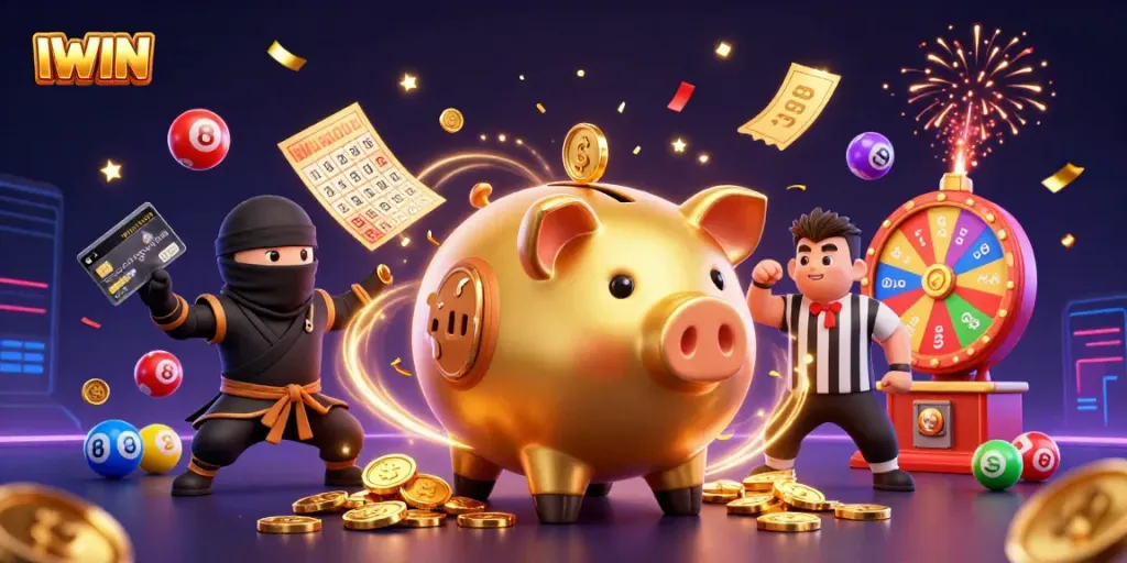 IWIN engages users in exciting lottery and casino action with dynamic gaming elements and vibrant illustrations