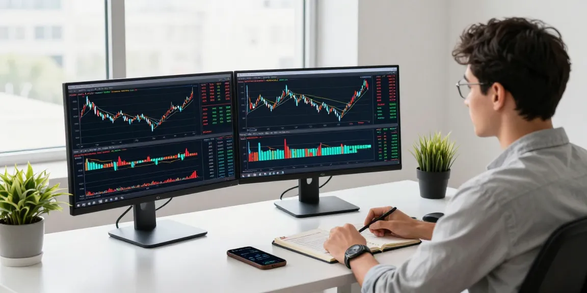 使用TradingView进行市场分析的交易员在现代办公空间专注操作。