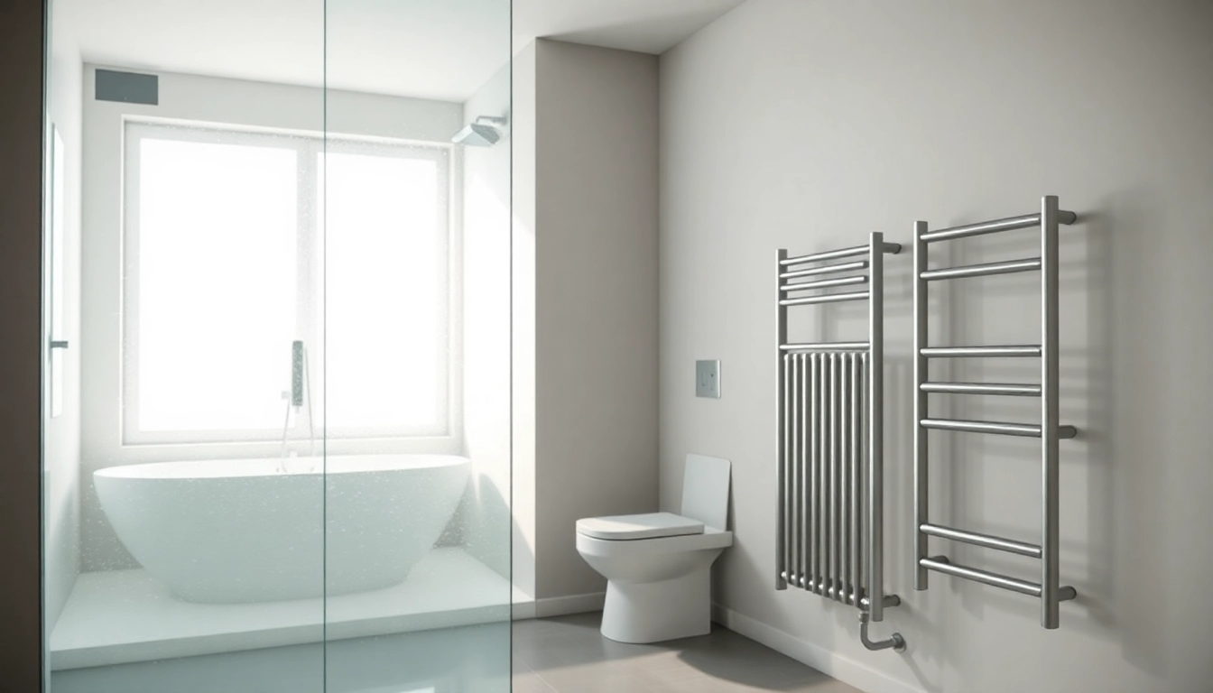 Sonni sanitär GmbH präsentiert hochwertige Duschwände und Badprodukte elegant in einem modernen Badezimmer.
