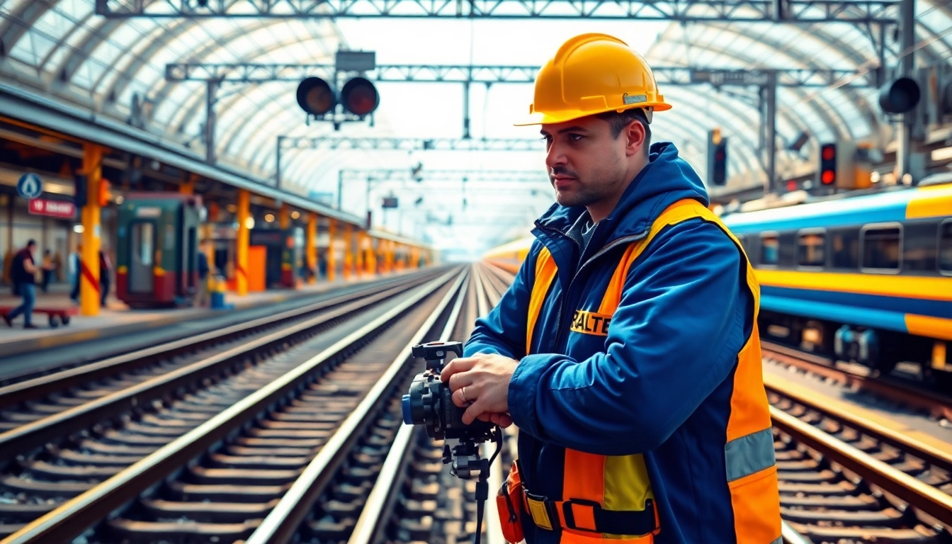 Rail contractor Canada performing vital inspections on railway tracks with precision and expertise.