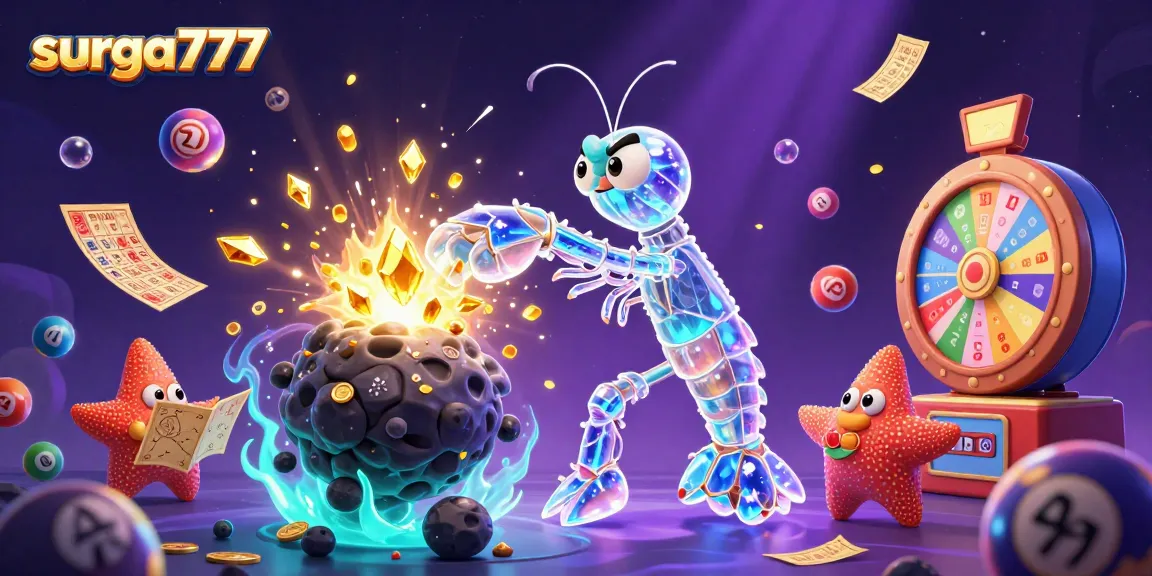 Experience the excitement of slots with surga777's dynamic casino illustration featuring vibrant game elements.