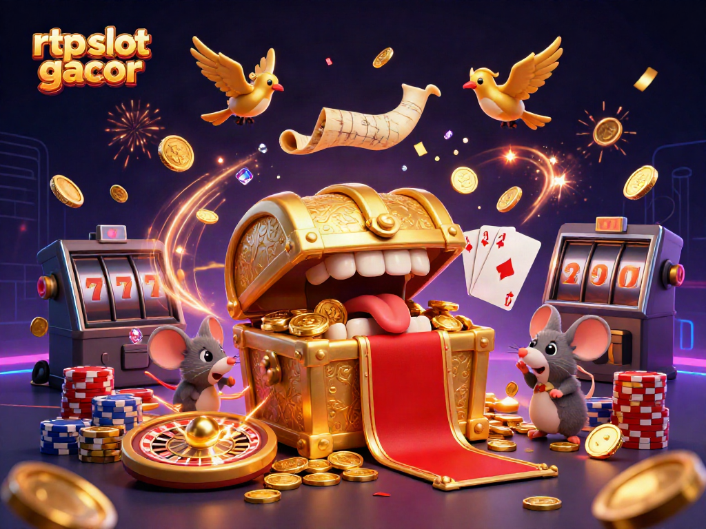 Menggoda pemain slot dengan RTP slot gacor di tengah tumpukan koin emas dan permainan slot yang menawan.