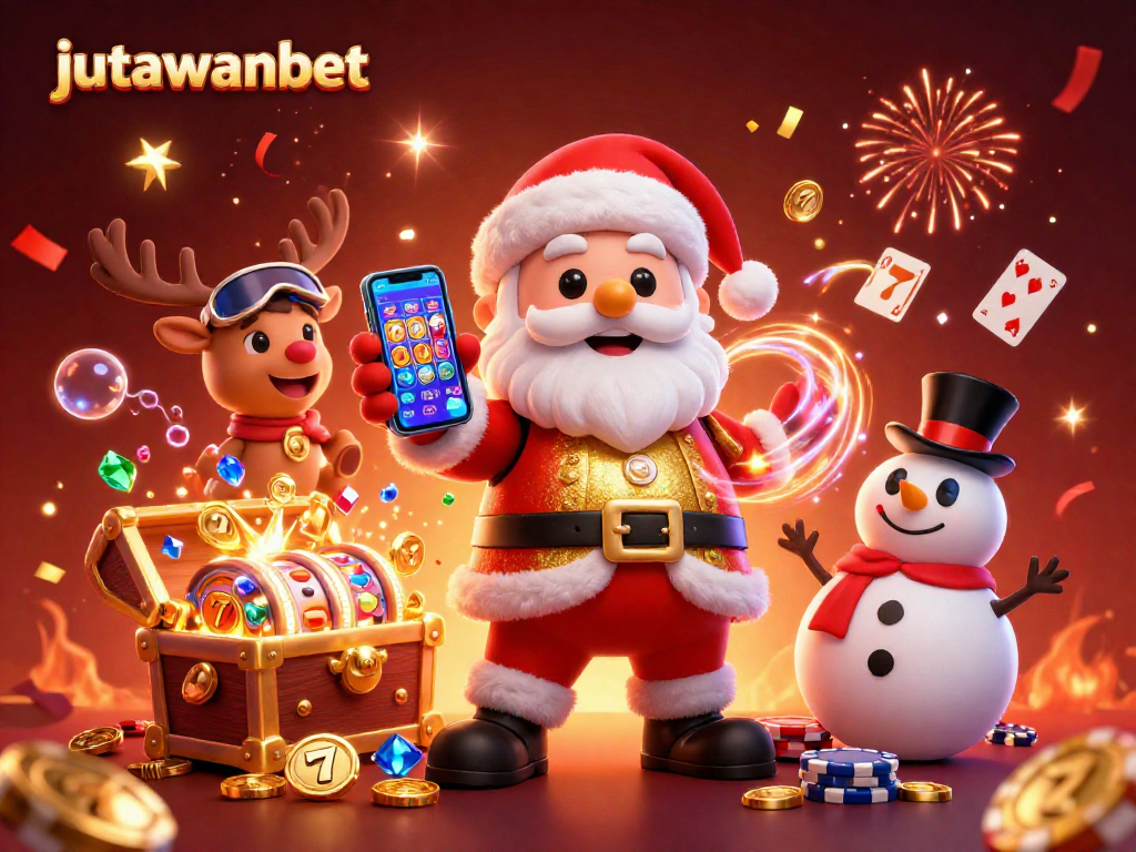 Play slots and win with Jutawanbet in this vibrant casino scene filled with action!