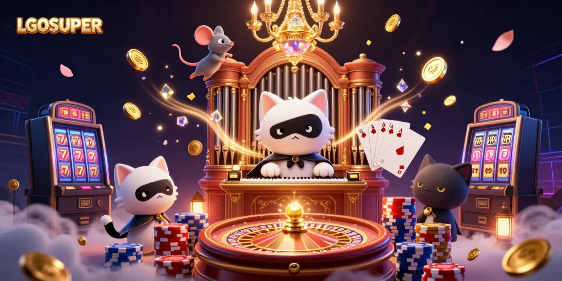 Experience thrills at LGOSUPER with the phantom cat, acrobat, and sparkling casino treasures.