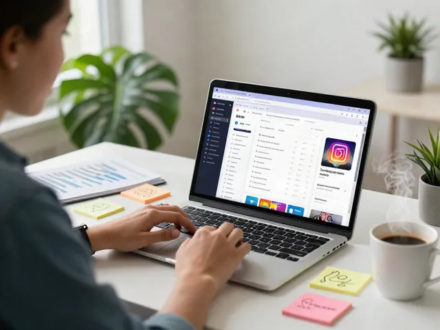 Person analyzing insanony insights in a vibrant digital workspace.