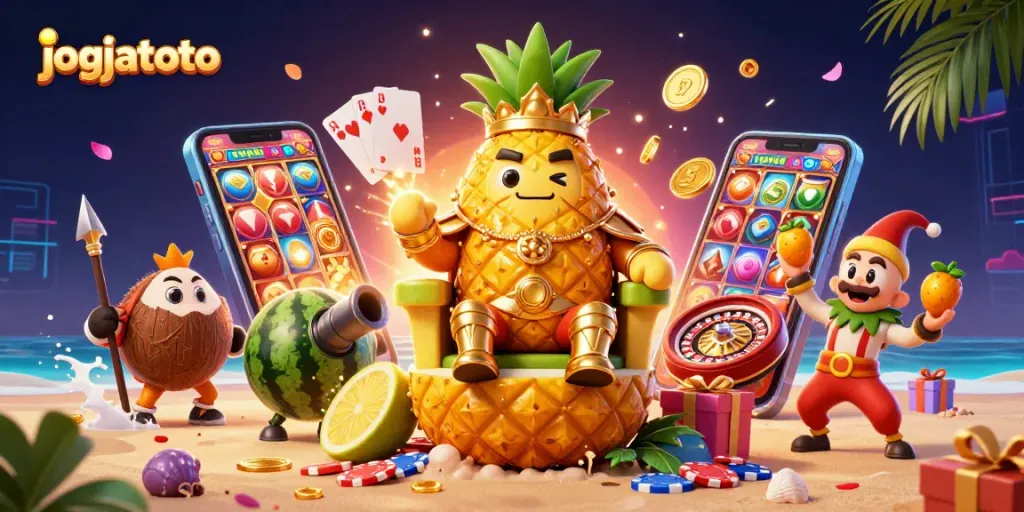 Play thrilling games at jogjatoto with the vibrant casino scene featuring rich characters and engaging elements.