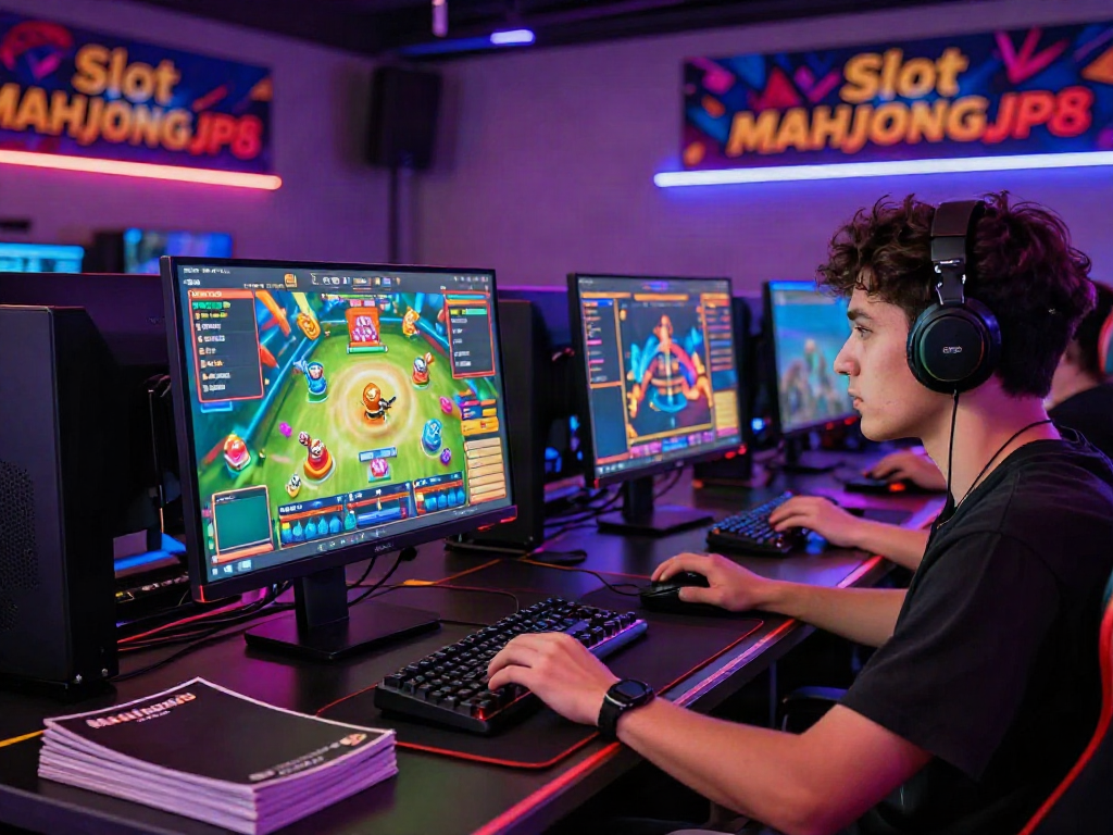 Engaged gamer playing Slot MAHJONGJP88 online with vivid graphics