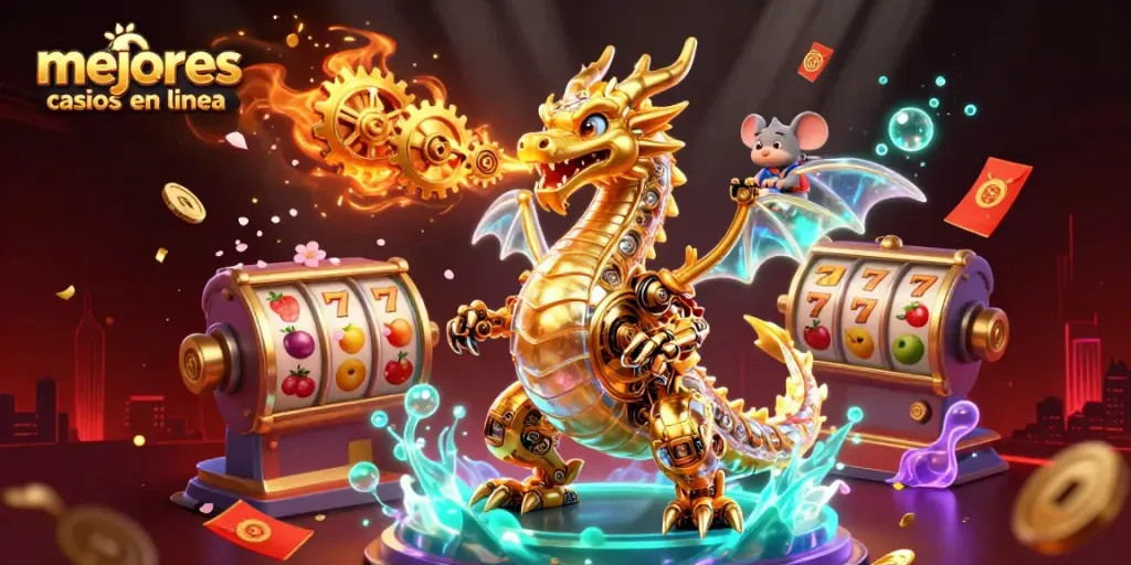 Ilustra cómo los mejores casinos en línea ofrecen giros de tragamonedas llenos de acción con símbolos de suerte.