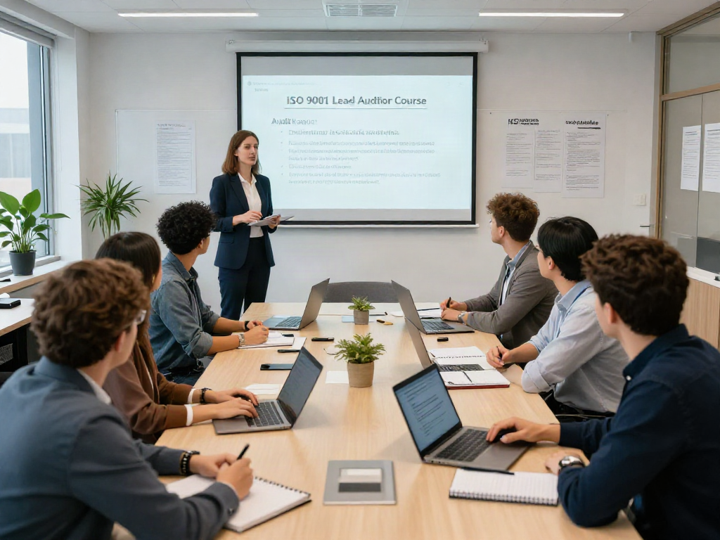 ISO 9001 Lead Auditor Course participants engaged in a professional training session.