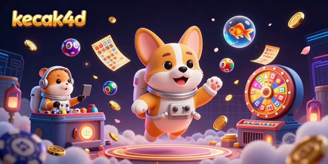 Experience excitement with kecak4d in this vibrant 3D casino illustration featuring a corgi in space.
