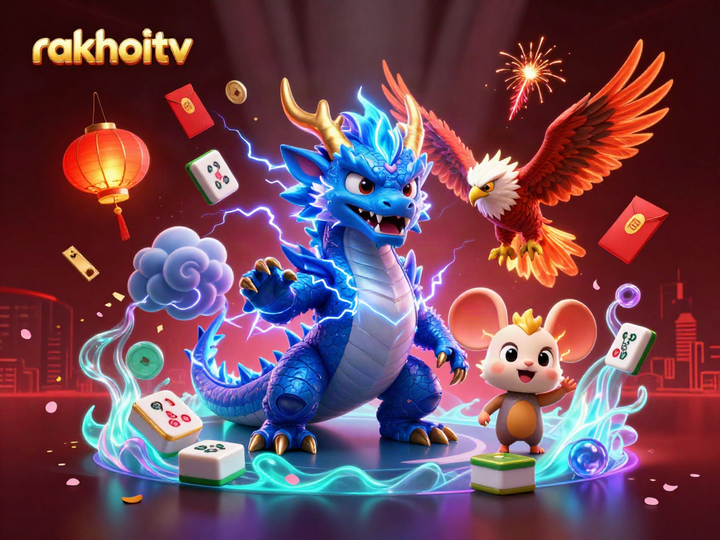 Experience immersive gaming with rakhoitv's thrilling atmosphere featuring vibrant animated characters and dynamic game elements.