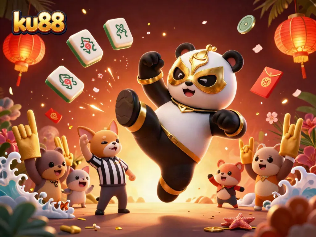 ku88 energizes players with lively gambling action amidst colorful game elements and cartoon characters.