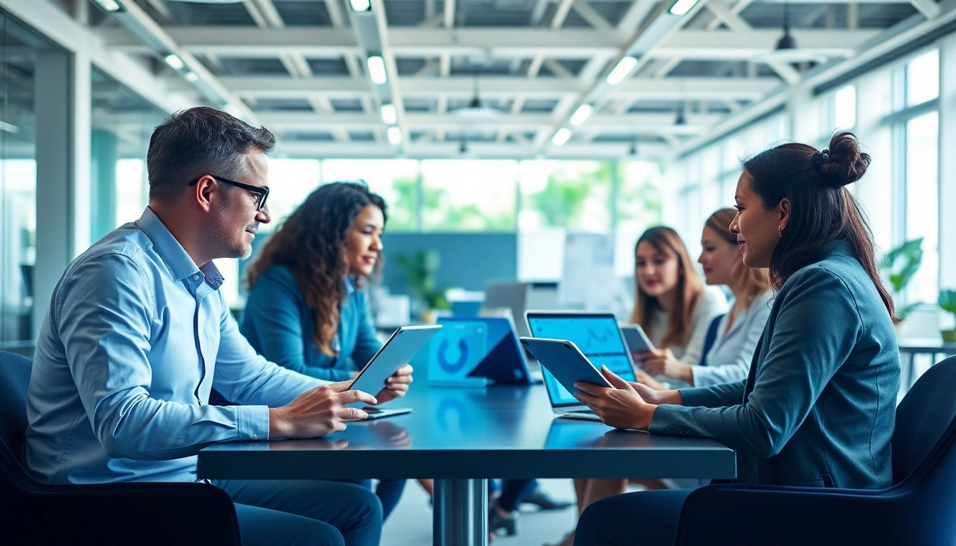 Collaboration with an ai assistant for enterprise teams in a bright office environment.