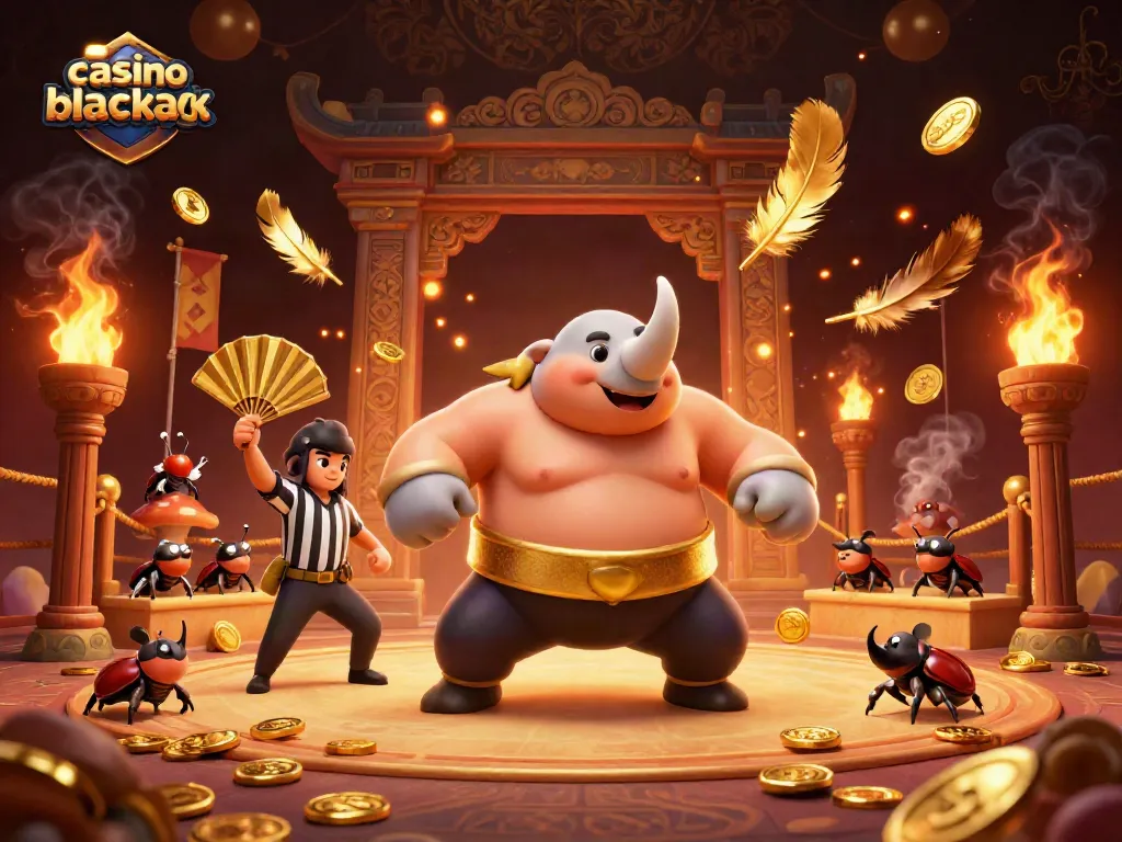 Disfruta del casino blackjack con un campeón escarabajo y una atmósfera de juego animada.