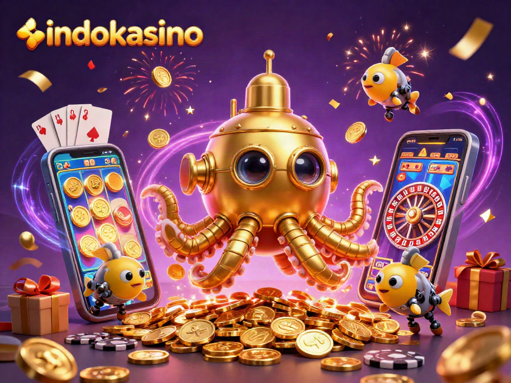 Gambarlah indokasino dengan kapal selam kraken 3D bercampur, bermain di lautan koin emas.