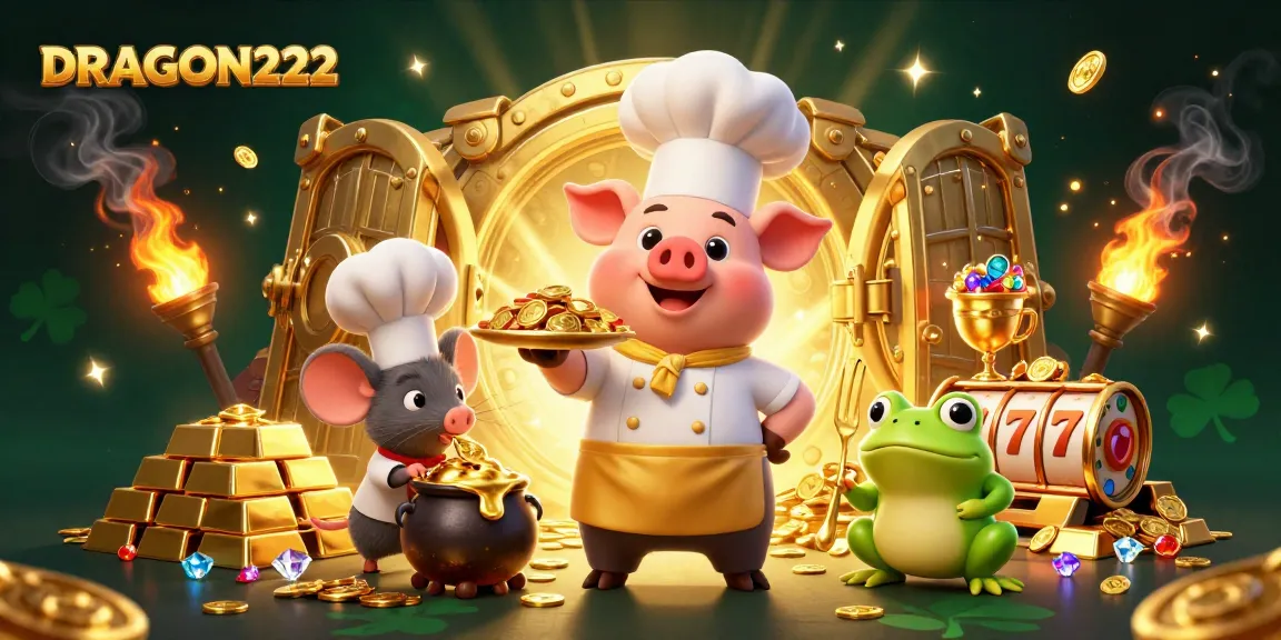 Spin and win on the slot reels at DRAGON222 amidst golden coins and treasures!