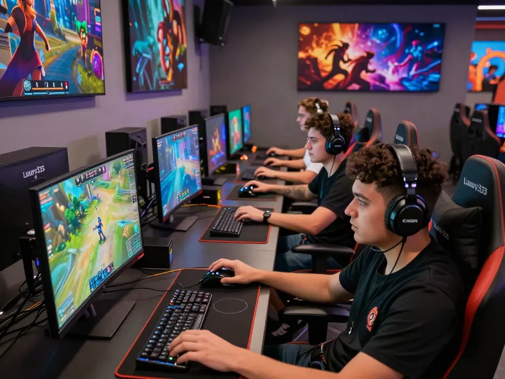 Players immersed in Luxury333 gaming experience with vibrant technology, showcasing modern gaming and consensus layer innovation.