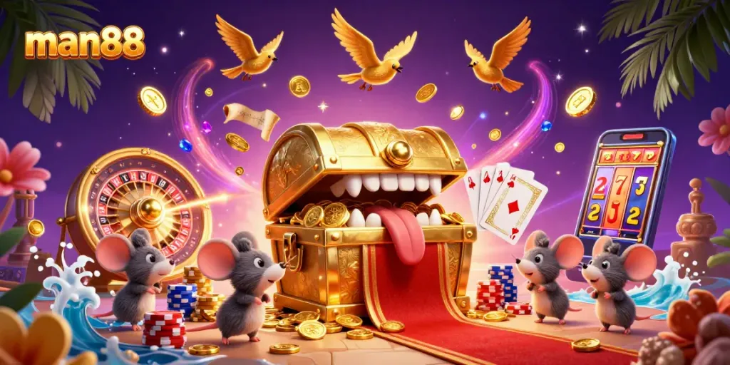 Engage in thrilling gameplay at man88 with vibrant casino elements and adventurous themes.