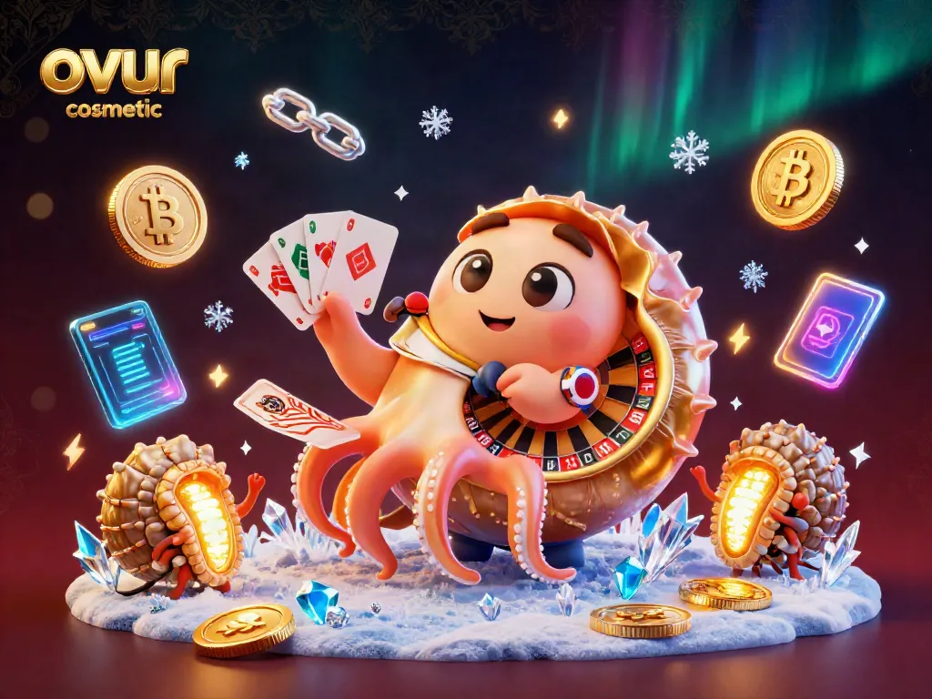 Spin the roulette wheel with ovur cosmetic while enjoying glowing crypto elements around